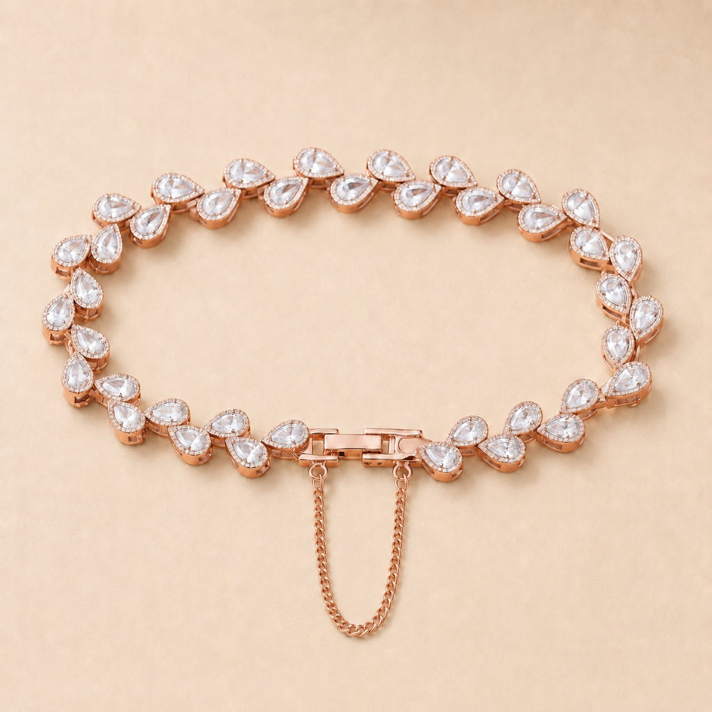 물방울 큐빅 테니스 팔찌 로즈골드 전체샷 — Märchen Jewelry